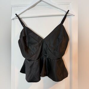 Lulu's Black Satin Camisole Top